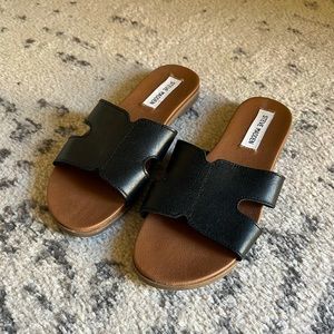 Steve Madden Leather Sandals Black Size 7